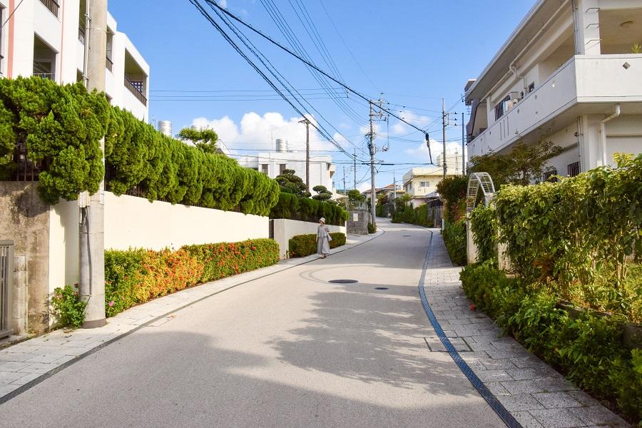 石畳道を模した歩道が続く仲間集落