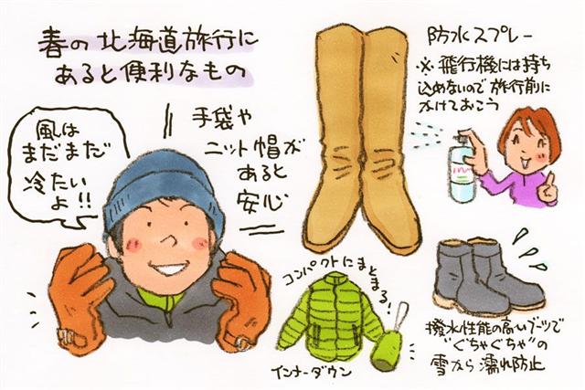 春の旅行にあると便利なものイラスト