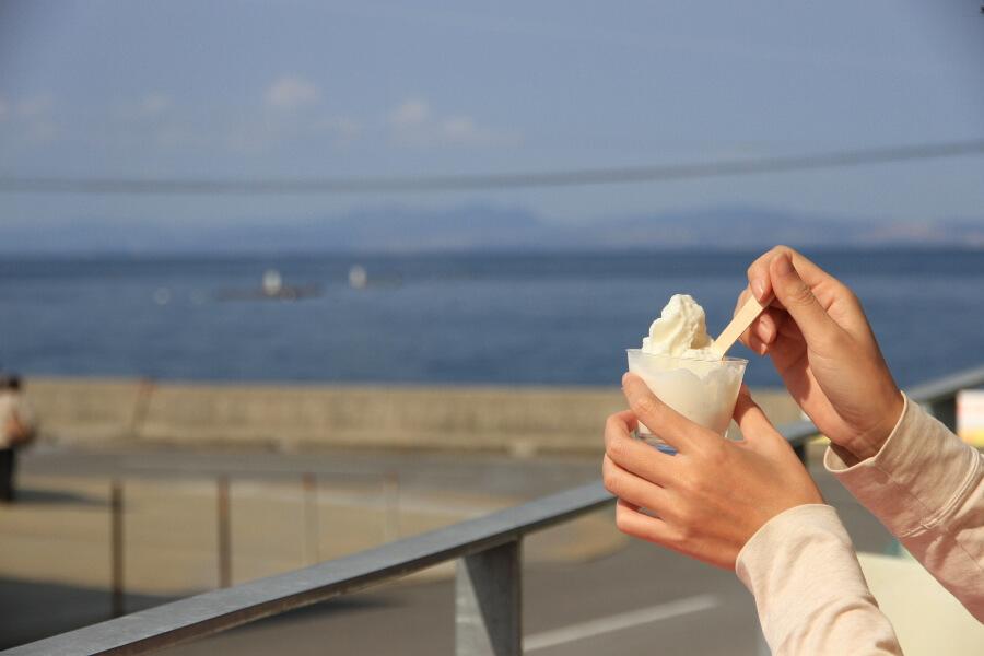 一番人気は「小浜の塩ミルク」。小浜の温泉水と橘湾の海水をブレンドして作った小浜産の天然塩と、ミルクがベストマッチした逸品です