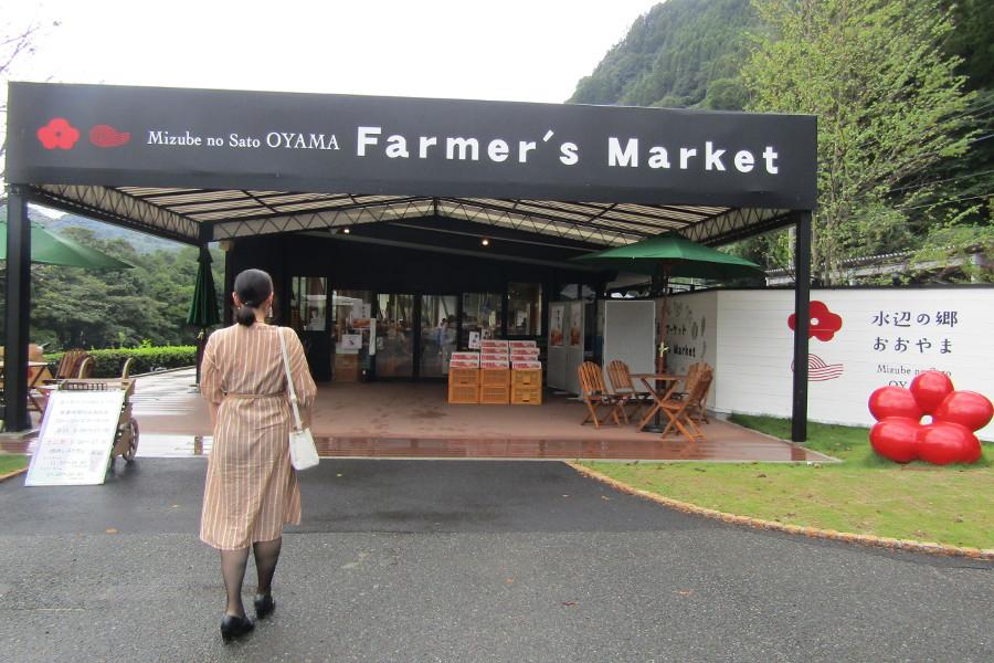 山里が広がる大山町は、中央に筑後川の上流である大山川が流れ、2～3月になると町のいたるところで梅が咲き誇ります。「道の駅　水辺の郷おおやま」の入口にも、川と梅のモニュメントが