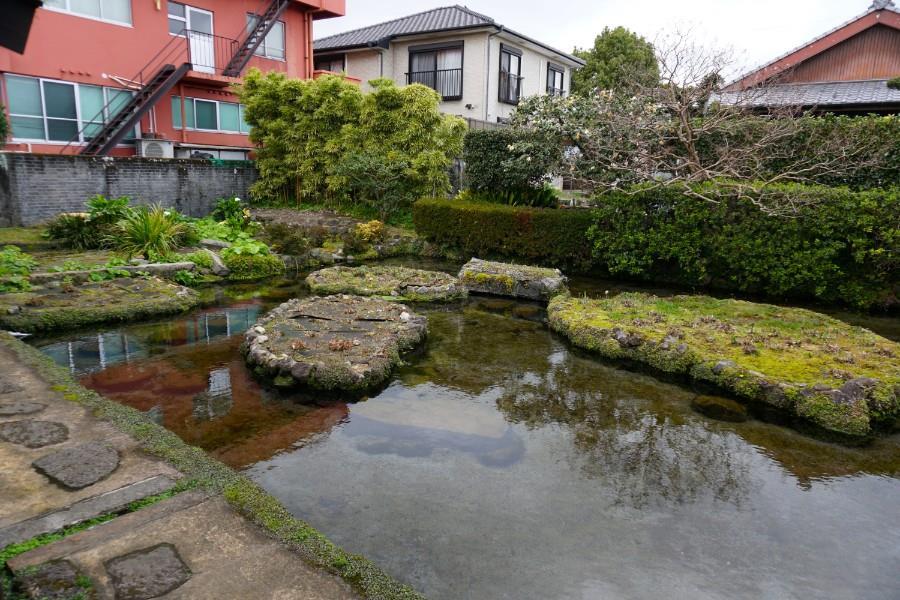 お屋敷左側に位置する池