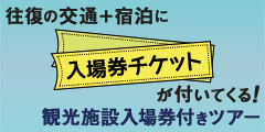 往復の交通＋宿泊に入場券チケットがついてくる！観光施設入場券月ツアー